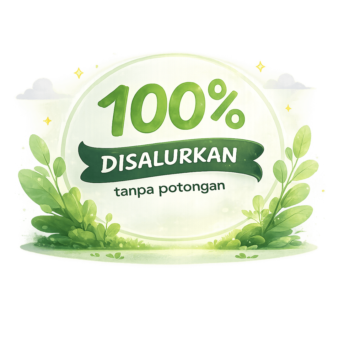 100% disalurkan tanpa potongan